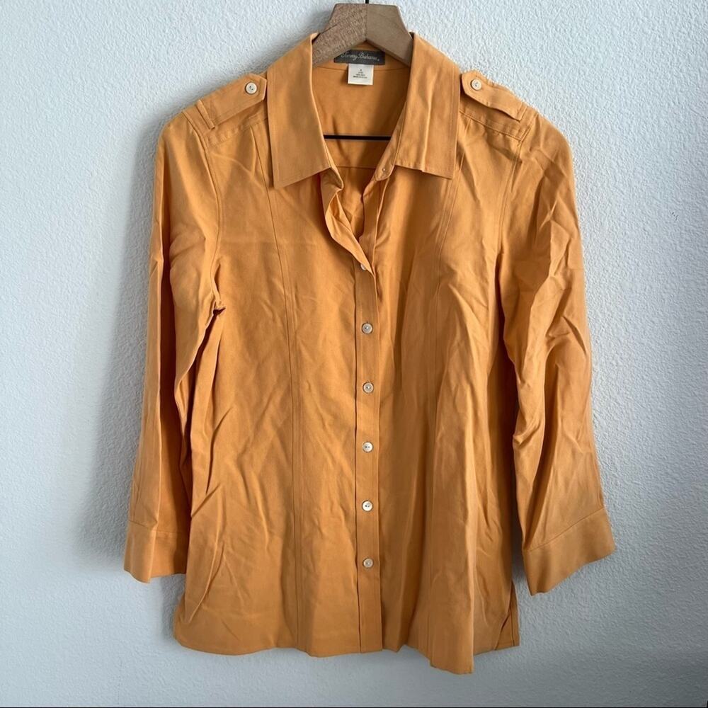 Tommy Bahama Women’s 100% Silk Blouse Top Muted Orange Small